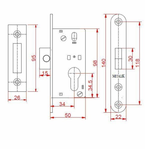 Zamek zasuwkowy mały 65.030