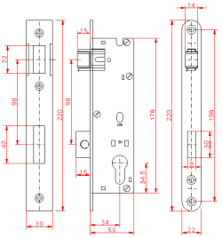 Zamek rolkowy wąski 34 65.021