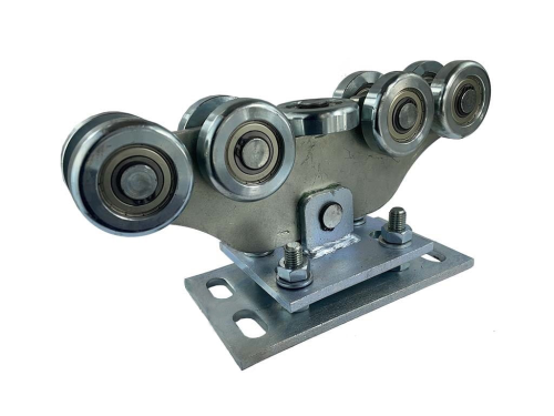 Wózek 9-rolkowy do bram 80x80 mm – widok pod kątem