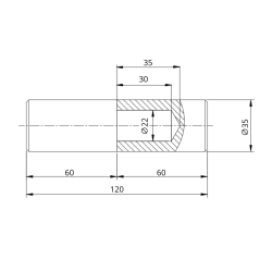 Toczony zawias stalowy fi35 - rysunek techniczny