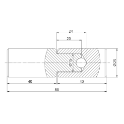Zawias bramowy toczony z kulką - rysunek techniczny