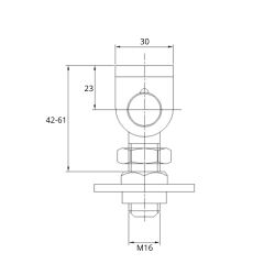 Zawias regulowany M16 z profilu do bram i furtek