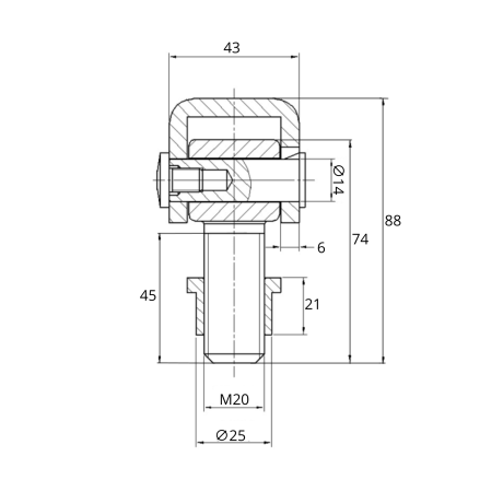 Przejdź do produktu Stalowy zawias do wspawania M20– regulowany, do furtek i bram