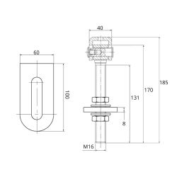 Stalowy zawias do bramy rysunek techniczny