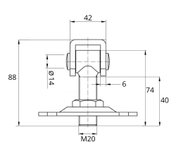 Zawias do bramy M20 rysunek techniczny