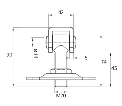 Zawias do bramy przesuwnej rysunek techniczny