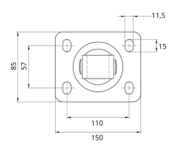 Rysunek techniczny podstawy zawiasu do bram