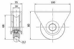 ROLKA JEZDNA  TYPU U 60.102.02 FI 70X1/2