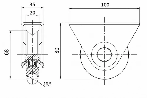 ROLKA JEZDNA  TYPU U 60.102.02 FI 70X1/2