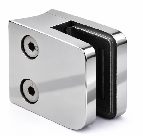 Przejdź do produktu Uchwyt do szkła 45x45 mm do rury fi 42,4 mm – połysk polerowany